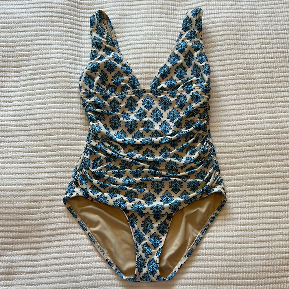 J. Crew Beige and Blue Swimwear